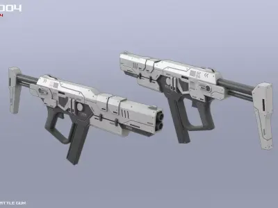 Scifi Battle gun Low-poly 3D model