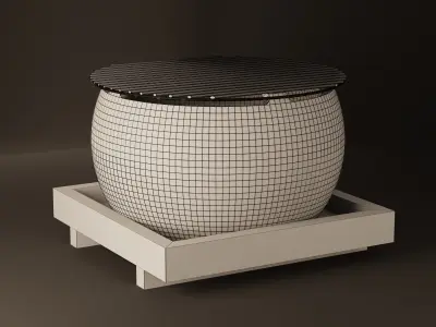 Japanese Coal Stove Low-poly 3D model