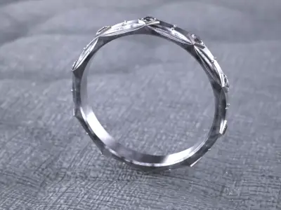 Jewelry ring pave style diamond men industrial 3D print model