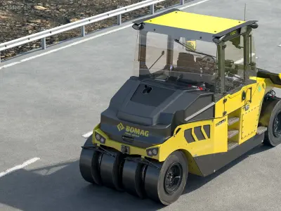 Bomag BW 28 RH Pneumatic Tired Compactor Dusty 3D model