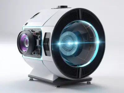 Futuristic Holographic Projector with Cracked Lens 3D model