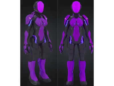 Futuristic Female Android Low-poly 3D model purchase