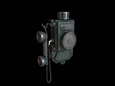 Telephone Low-Poly old phone with cord Low-poly 3D model