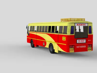 KSRTC Bus model Low-poly 3D model