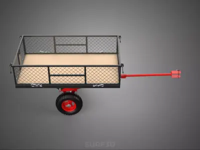 FLAT BED DECK NET CARGO TRAILER UTILITY CART WAGON TROLLEY DOLLY 3D model