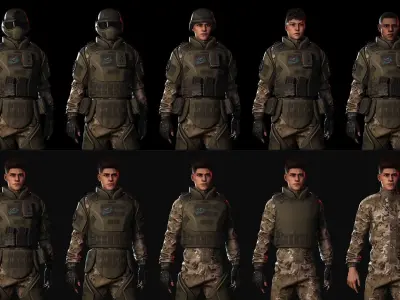 Rapid Fire Military Character - Heavy Low-poly 3D model