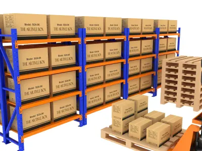 Warehouse Rack Storage 3D model purchase