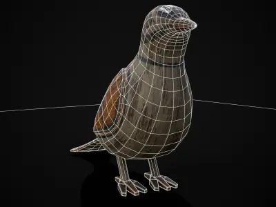 Painted Pigeon Toy Low-poly 3D model
