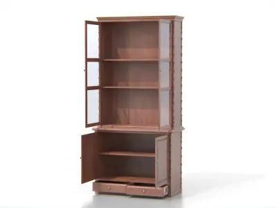 Antique Wooden Hutch Cabinet 03 Low-poly 3D model