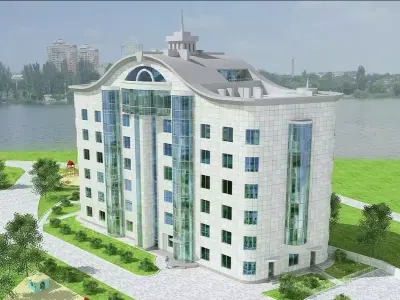 8 Storey Apartment Building 3D model 3D model