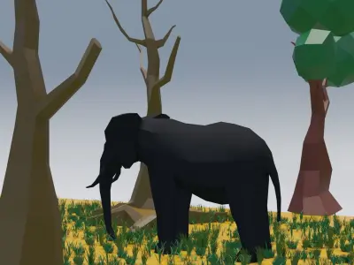 Low poly Elephant Low-poly 3D model