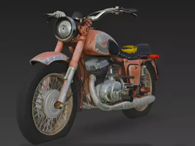 Vintage  rugged scratched broken Motorcycle 3D Model 3D model