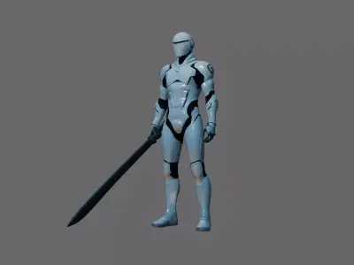 White Futuristic Sword Soldier 3D model