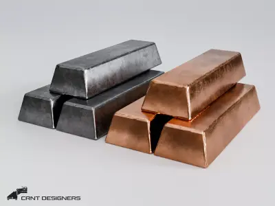Medieval Metal Ingot - Iron and Copper Ingot Low-poly 3D model