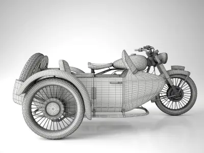 BSA Motorbike with sidecar 3D model