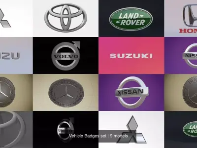 Vehicle Badges set 3D Model Pack purchase