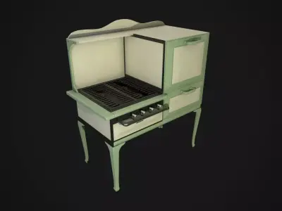 Antique Gas Stove Low-poly 3D model