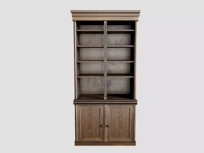 Vintage Oak Library Bookcase  Low-poly 3D model