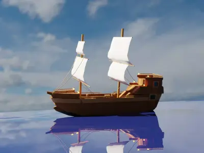 Pirate ship 3D model 6