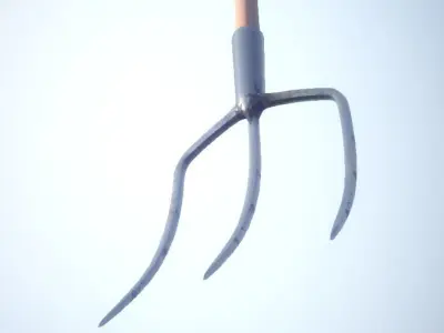 Game Ready Pitchfork 3 spikes Farming Tool PBR Low-poly 3D model