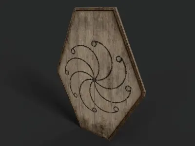 Slavic diamond-shaped shield painted radial symbol Low-poly 3D model