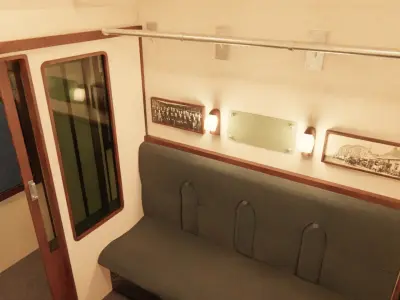 Rail train wagon compartment coach interior hogwarts express Low-poly 3D model