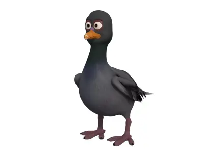 pigeon cartoon rigged character 3D model