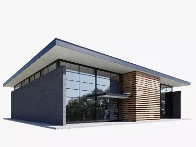 commercial building Low-poly 3D model 3