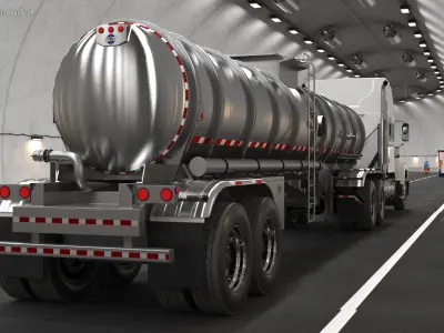 2025 Highway Truck and Tanker Trailer 3D model