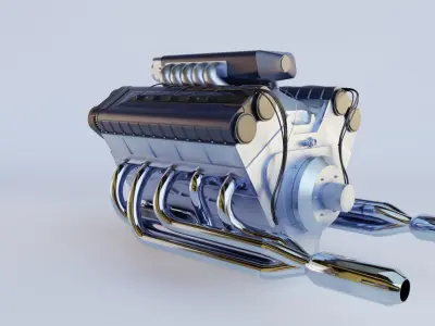 Highly-detailed V10 Engine 3D Model with Realistic Textures 3D model