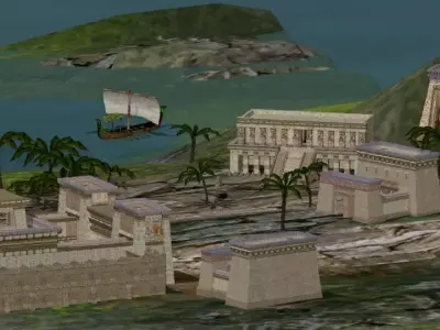 Egyptian buildings and monuments Low-poly 3D model