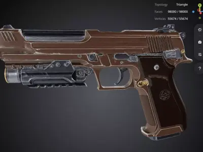 Brown Pistol 3D model buy