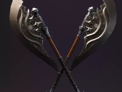 Stylized Fantasy Battle Axe - Game Ready Low Poly 3D Model Low-poly 3D model