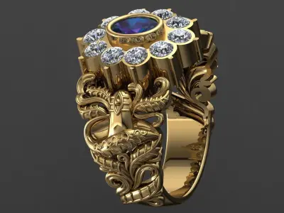 Shivji  Antique Gents Men Ring   3D print model