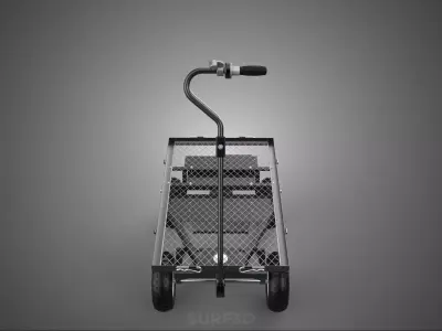 ELECTRIC METAL GRID MESH FLAT BED DECK TRAY TROLLEY CART WAGON 4 3D model