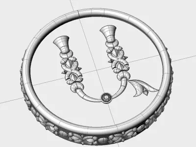 Brooche with armenian letter A 3D print model