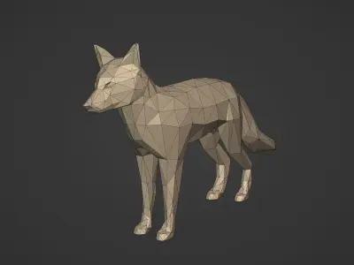 LowPoly Fox Figurine -- Ready for 3D Printing Low-poly 3D model