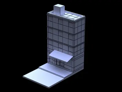 single building and with shopping Free low-poly 3D model