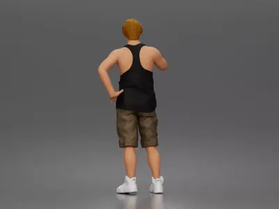 Relaxed tank and shorts smoking moment with urban cool 3D print model