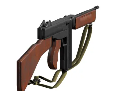 Thompson Sub Machine Gun m1a1 model 2 Low-poly 3D model