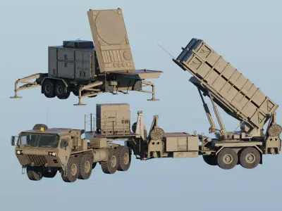 MIM-104 Patriot Full System Rigged Animated Game Ready Low-poly 3D model