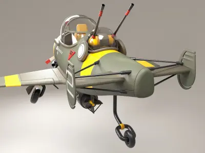 3D airplane Bomber  Modeling  texturing with substance painter Low-poly 3D model