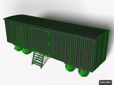 Victorian Train Cargo Carriage Low-poly 3D model