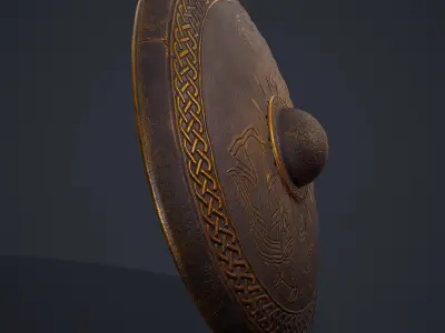 Viking Sun Shield Low-poly 3D model