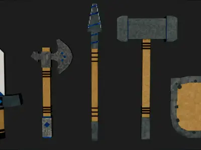 Minecraft Weapons Pack for Blender Low-poly 3D model