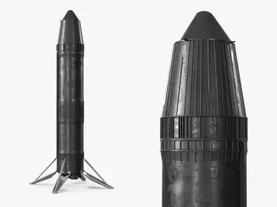 Advanced Orbital Rocket Black Standing Pose 3D model