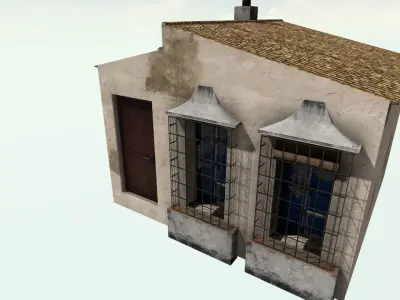 Old High-Quality 3D Colonial House Low-poly 3D model 4