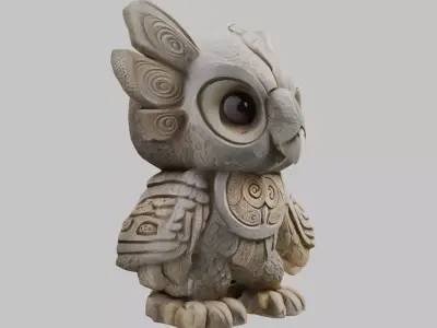 Ancient Owl Idol Low-poly 3D model