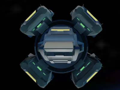 Ptolemaios futuristic spaceship flying in space 3D model