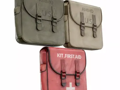 Small Ammo And Medic Bags  Low-poly 3D model